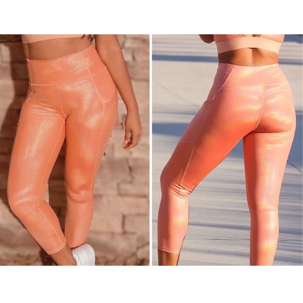 Fabletics High Waisted Pocket Iridescent Luxe 7/8 Leggings Plus Size 2X GUC